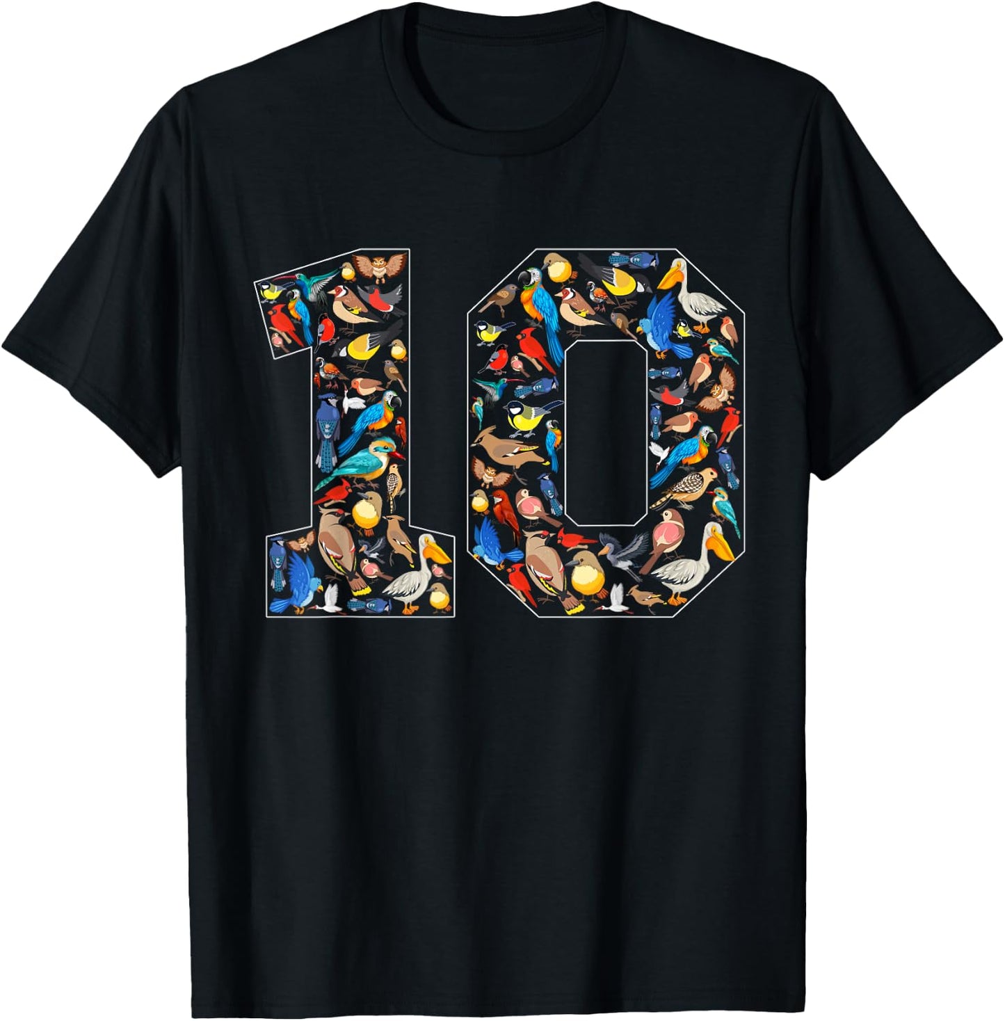10th Birthday Birds Theme 10 Year Old Bird Lover Birthday T-Shirt - T-Shirt | Black