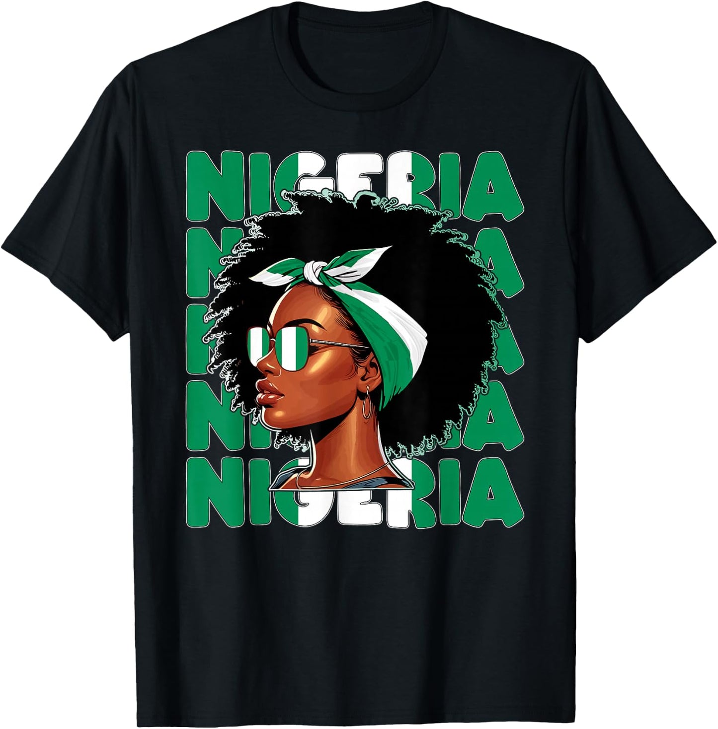Drapeau Nigérian Fille Nigeria Fière Afro Naija Femme T-Shirt - T-Shirt | Black