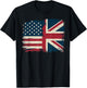 Vintage Half American Half British Flag Great Britain Usa T-Shirt - T-Shirt | Black