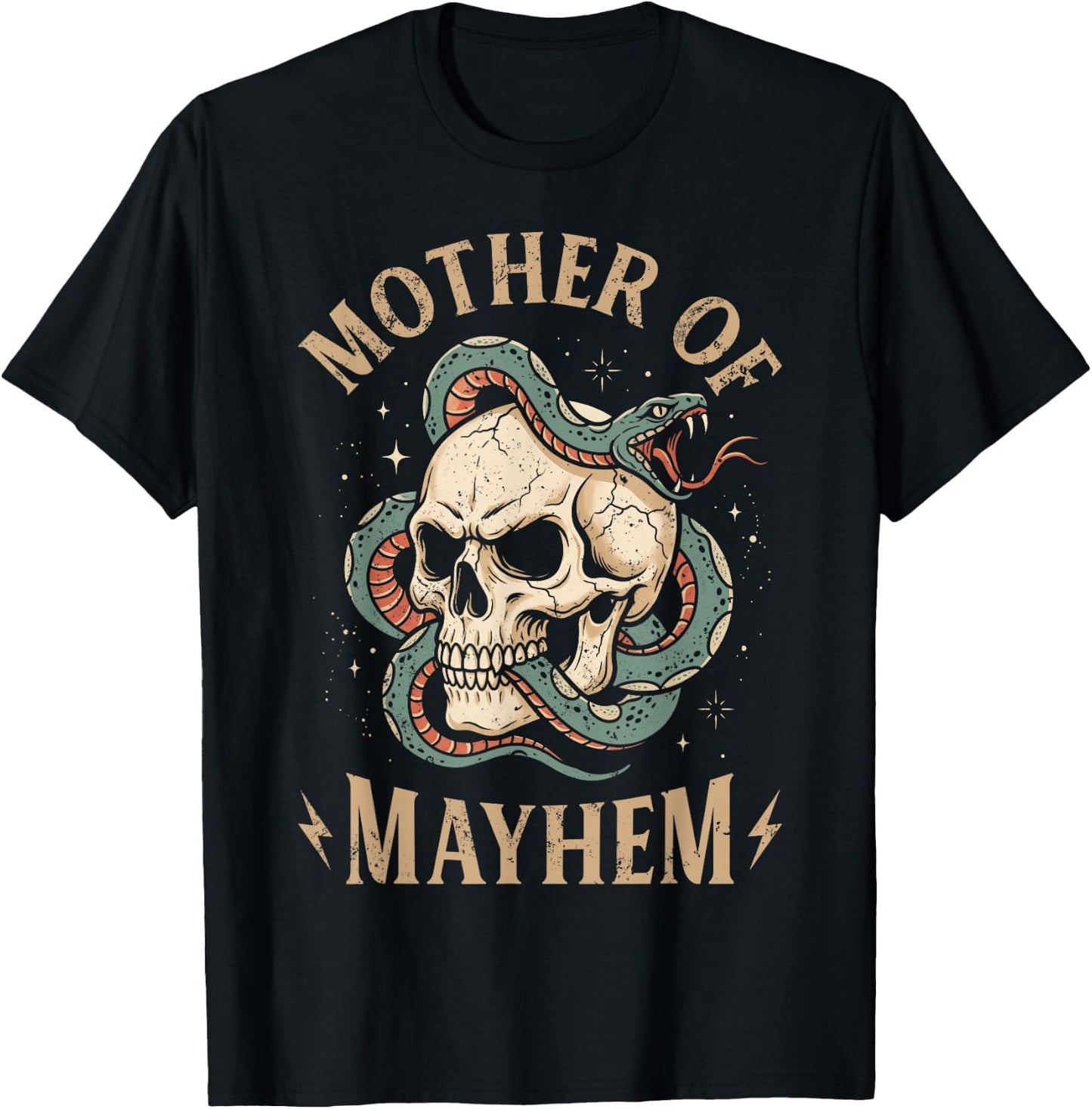 Mother of Mayhem Women Mom Funny Mothers Day Matching Family T-Shirt - T-Shirt | Black