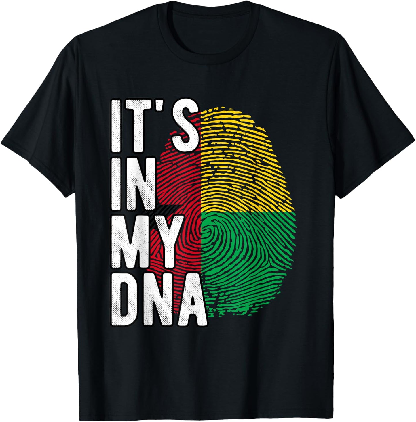 Funny it's in my DNA Guinea Bissau flag Fingerprint T-Shirt - T-Shirt | Black