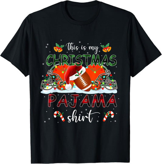 Pajama Football Browns This Is My Christmas Funny Gifts Xmas T-Shirt - T-Shirt | Black