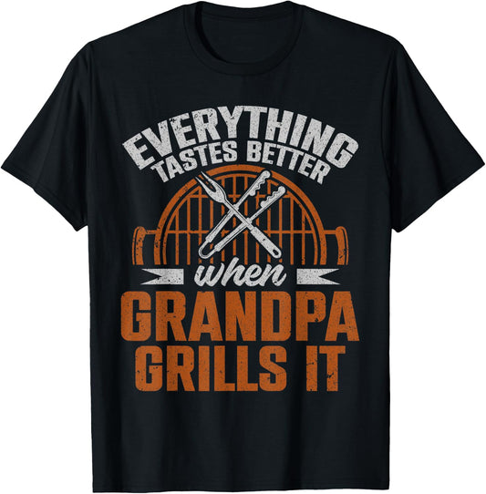 Everything Tastes Better When Grandpa Grills It T-Shirt - T-Shirt | Black