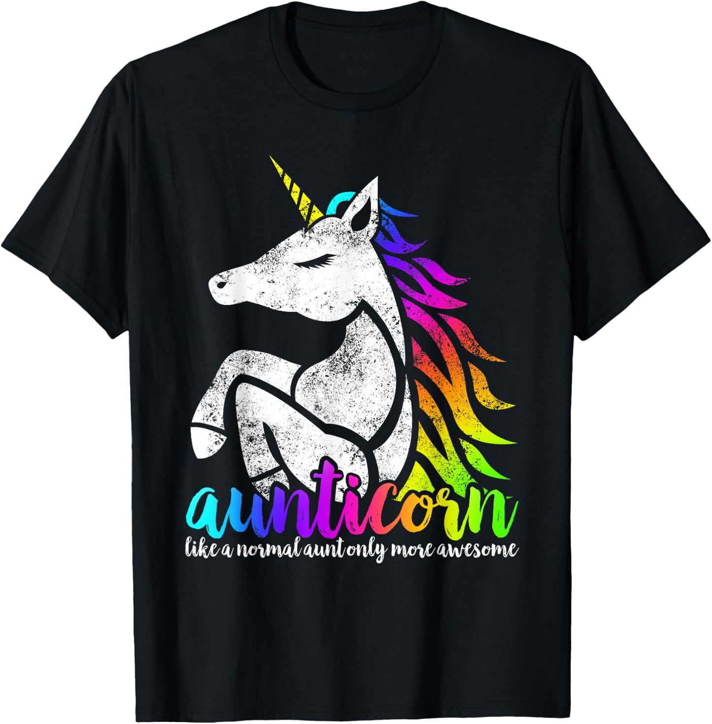 Aunticorn Like A Normal Aunt Only Awesome Christmas Gift T-Shirt - T-Shirt | Black