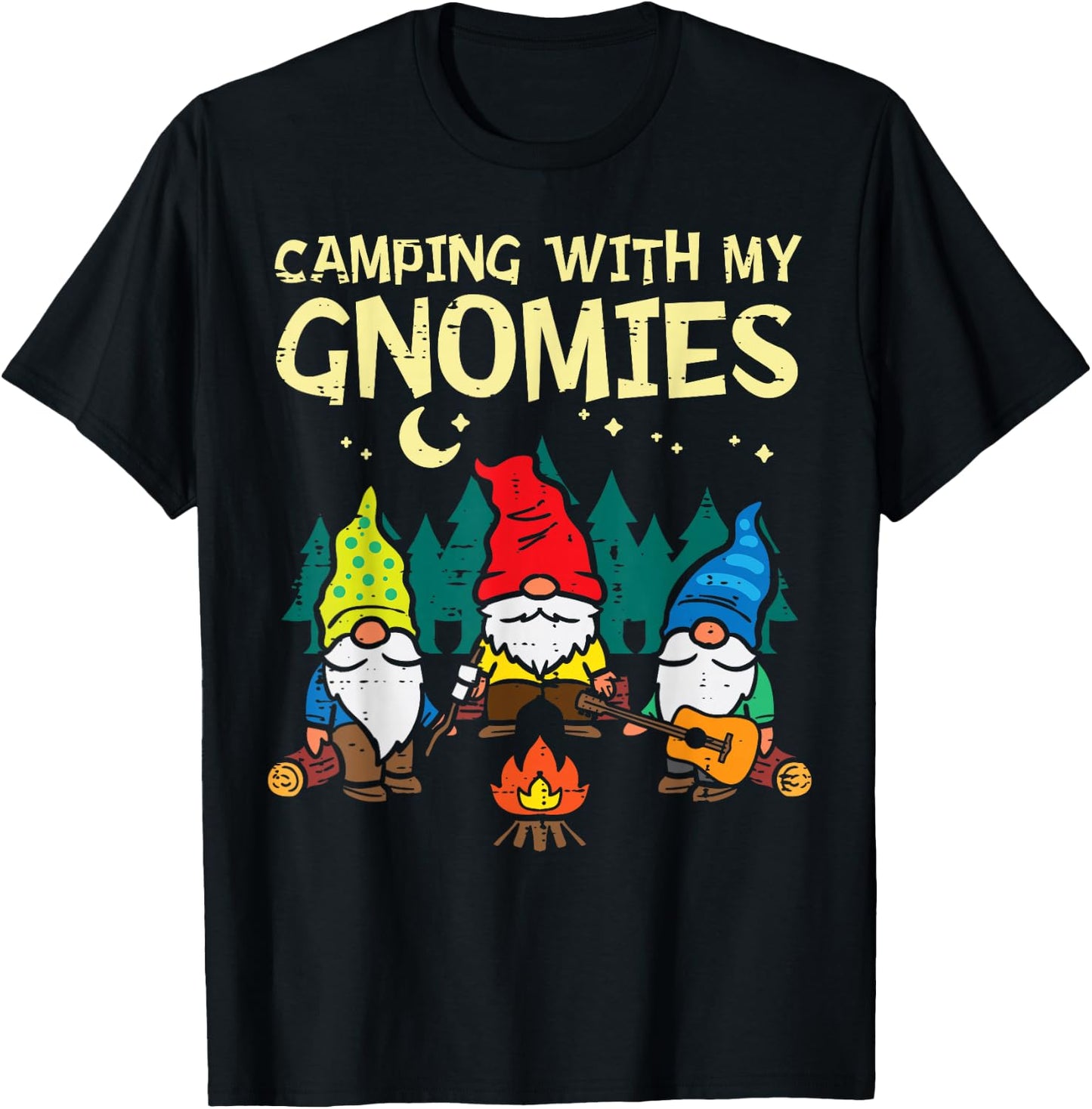 Camping With My Gnomies Funny Camper Gnomes Men Women Kids T-Shirt - T-Shirt | Black