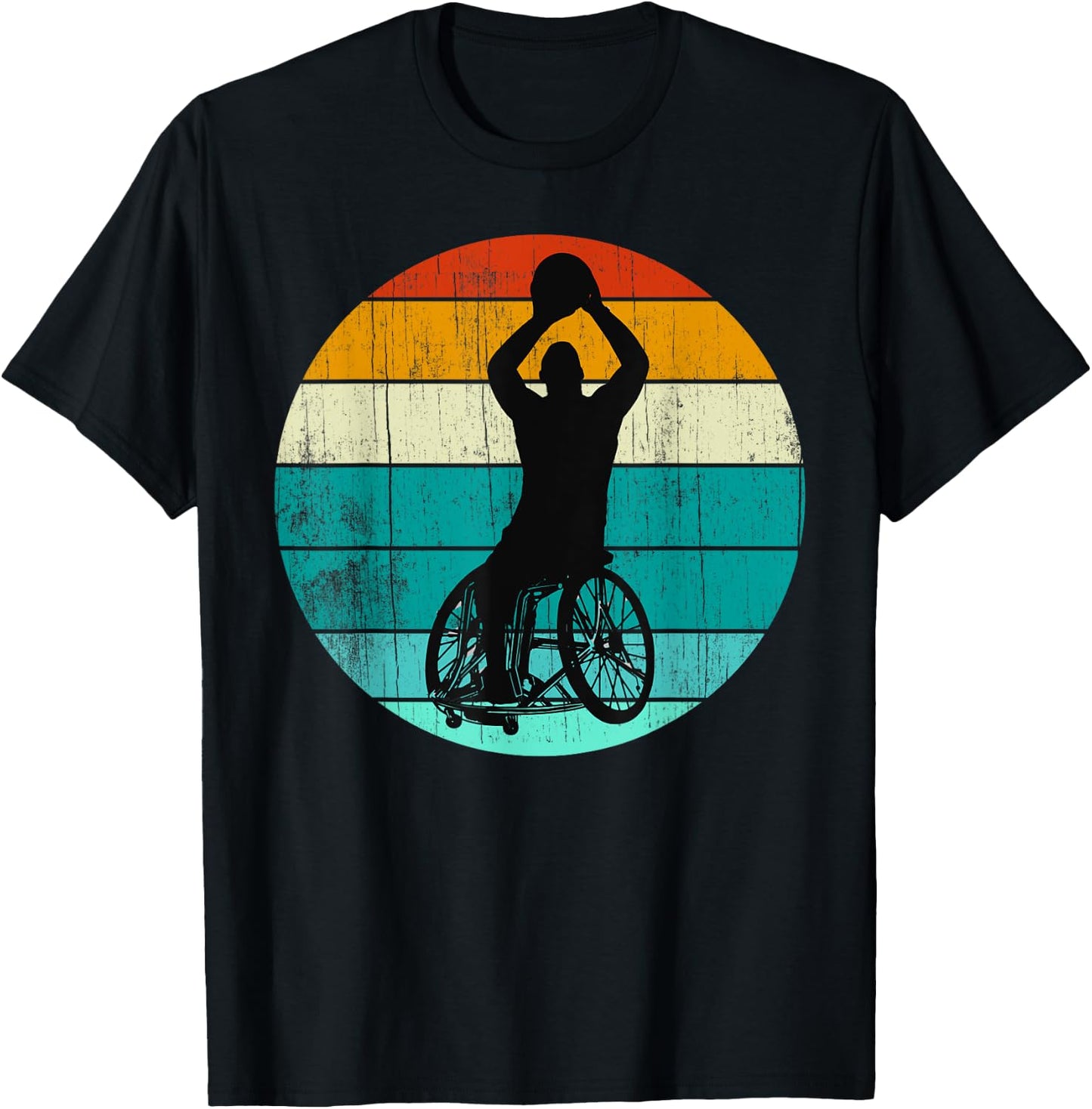 Rollstuhl Basketball Athlete: Retro Rollstuhl Basketball T-Shirt - T-Shirt | Black