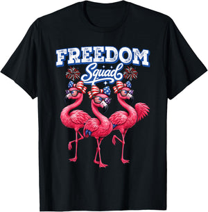 Flamerica Flamingo Patriotic 4th of July USA Women Girls T-Shirt - T-Shirt | Black