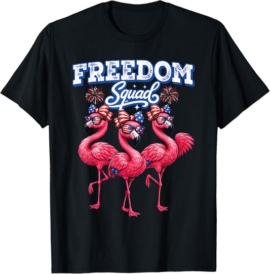 Flamerica Flamingo Patriotic 4th of July USA Women Girls T-Shirt - T-Shirt | Black