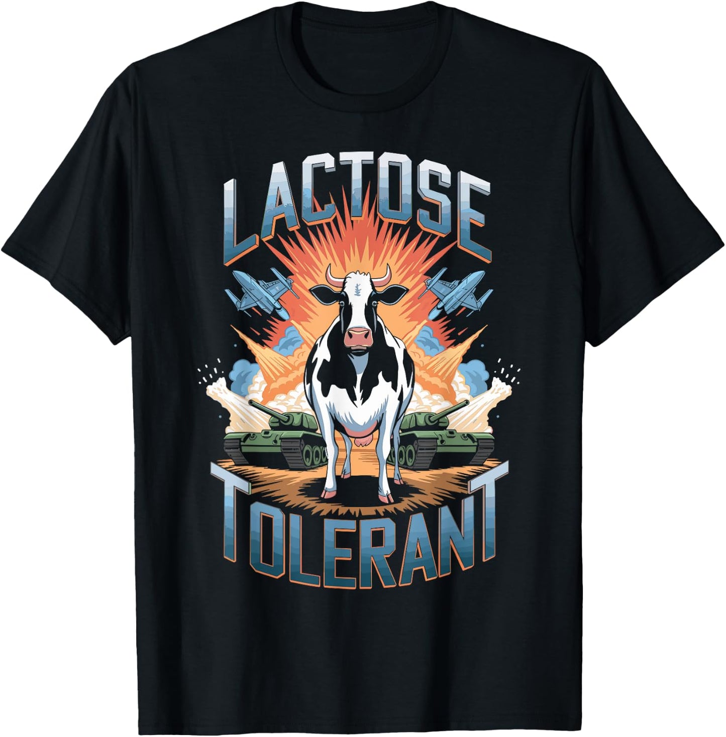 Lactose Tolerant Cool Cow Milk Dairy Humor Funny T-Shirt - T-Shirt | Black