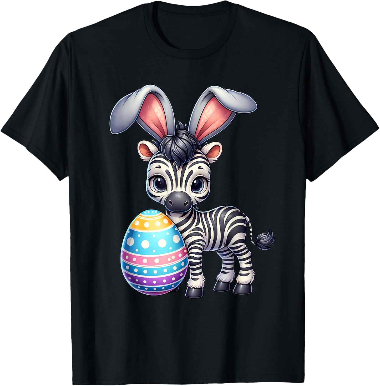 Funny Easter Zebra Lover Egg Eggs Bunny Rabbit Bunnies T-Shirt - T-Shirt | Black