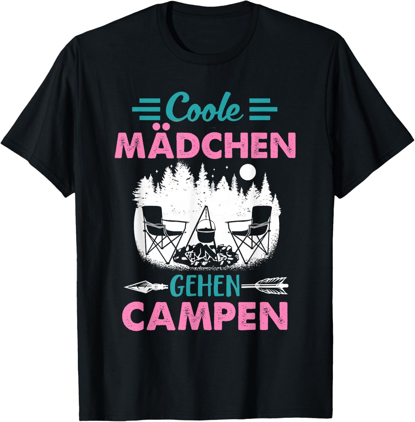 Coole Mädchen Gehen Campen Camper Zelten Camping T-Shirt - T-Shirt | Black