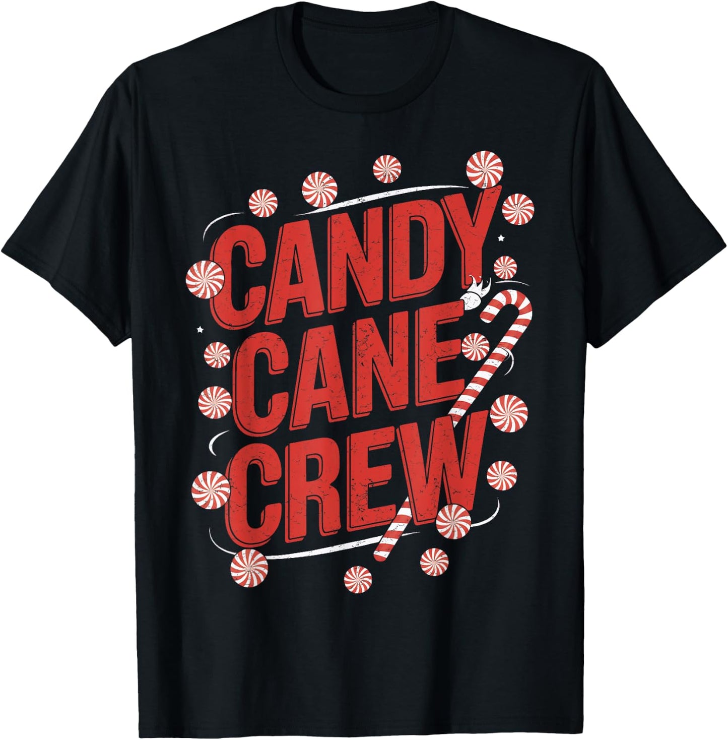 Candy Cane Family Candy Cane Crew Christmas Candy Cane Squad T-Shirt - T-Shirt | Black