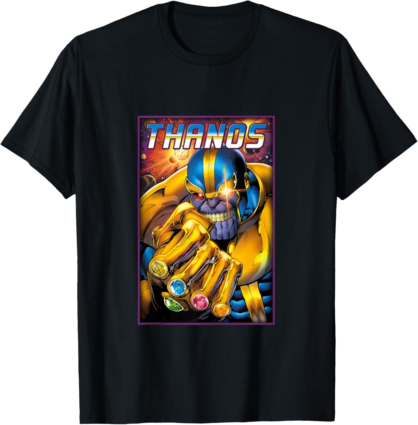 Marvel Comics Retro Classic Thanos Infinity Gems Vintage T-Shirt - T-Shirt | Black