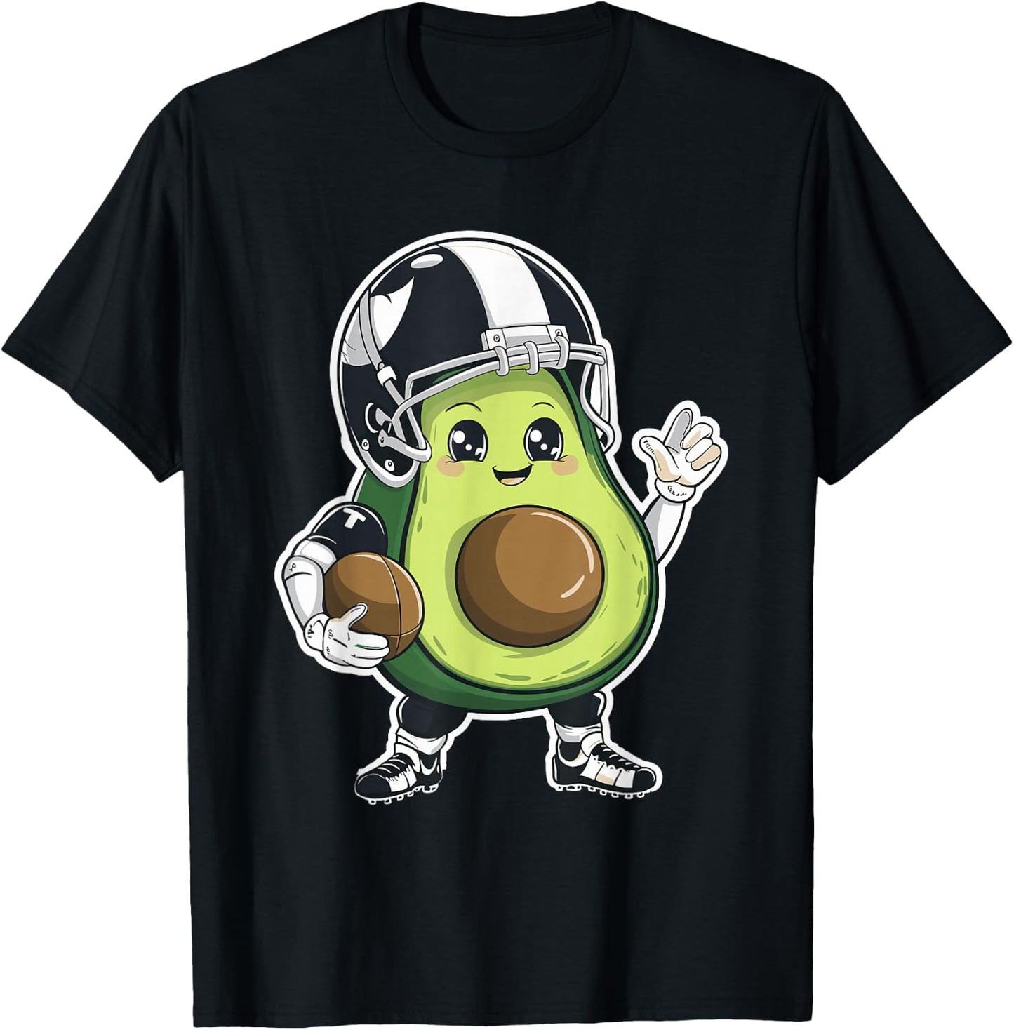 Sport Fruit Avocados Player Cute Avocado American Football T-Shirt - T-Shirt | Black