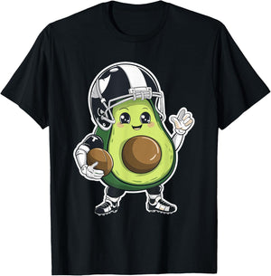 Sport Fruit Avocados Player Cute Avocado American Football T-Shirt - T-Shirt | Black