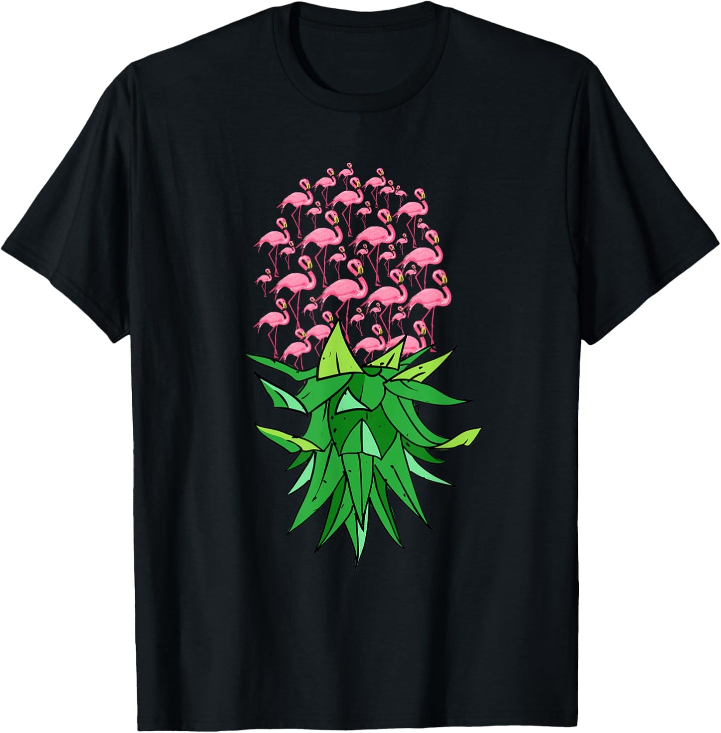 Cute Flamingo Upside Down Pineapple - Swingers Men Women Kid T-Shirt - T-Shirt | Black