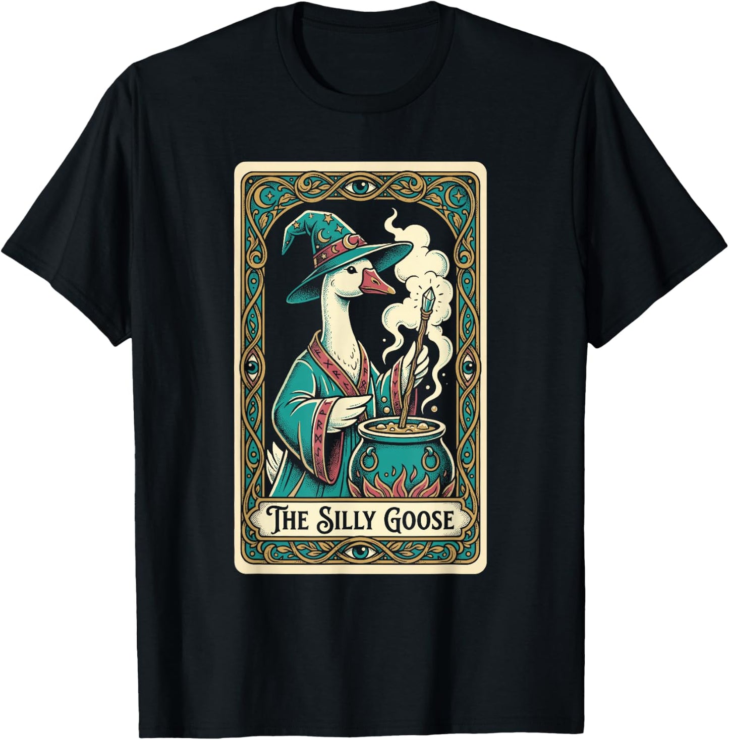 The Silly Goose Tarot Card Magic Wizard Meme T-Shirt - T-Shirt | Black