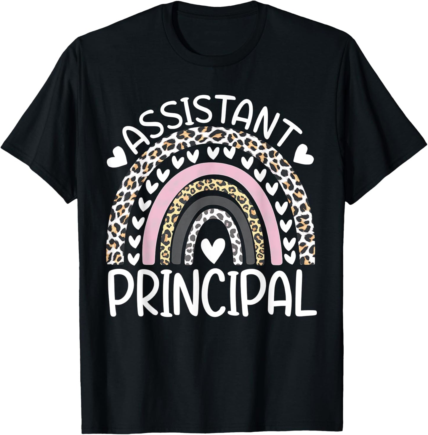 Assistant Principal Back To School First Day Rainbow Leopard T-Shirt - T-Shirt | Black