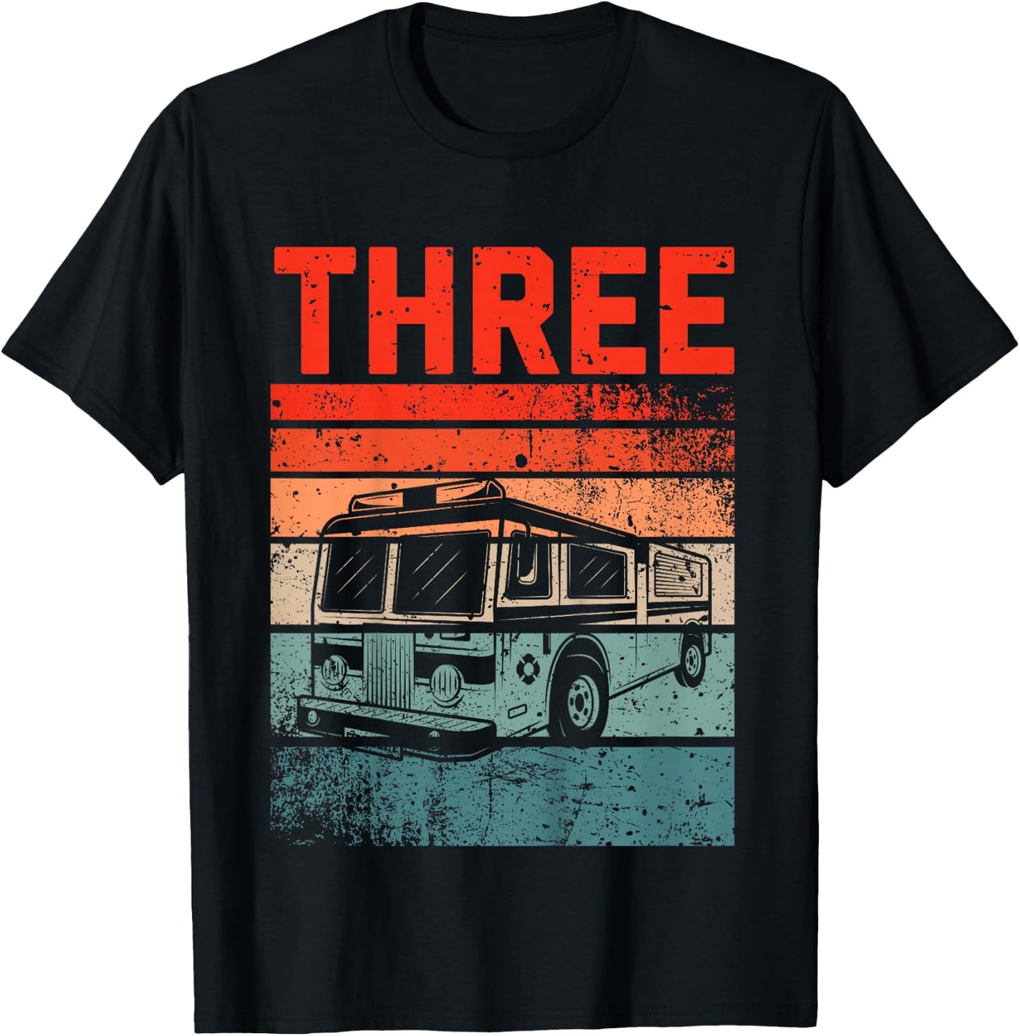 3 Year Old Shirt 3rd Birthday Boy Firefighter Fire Truck T-Shirt - T-Shirt | Black
