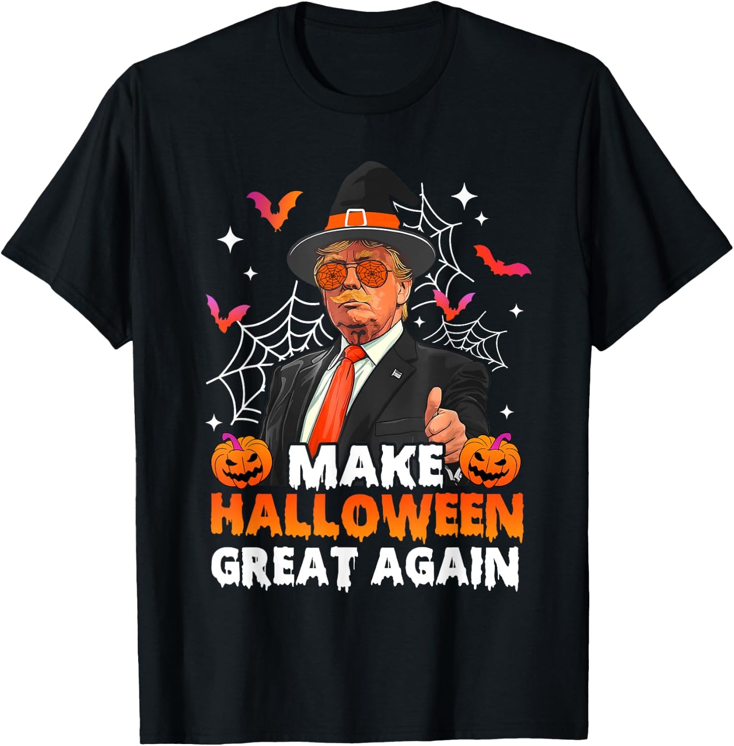 Make Halloween Great Again Funny Trump Spooky Season Witch T-Shirt - T-Shirt | Black