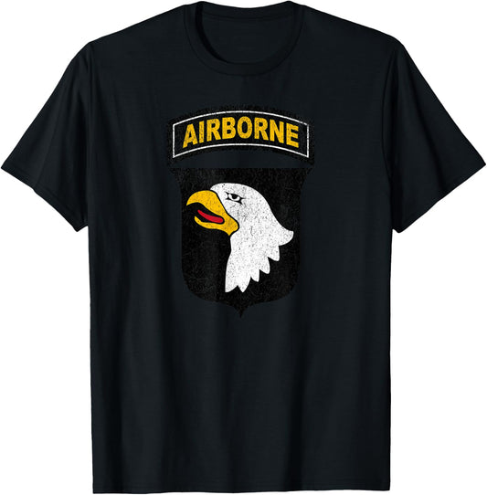 Veteran Military Patriot Distressed 101st Airborne Division T-Shirt - T-Shirt | Black