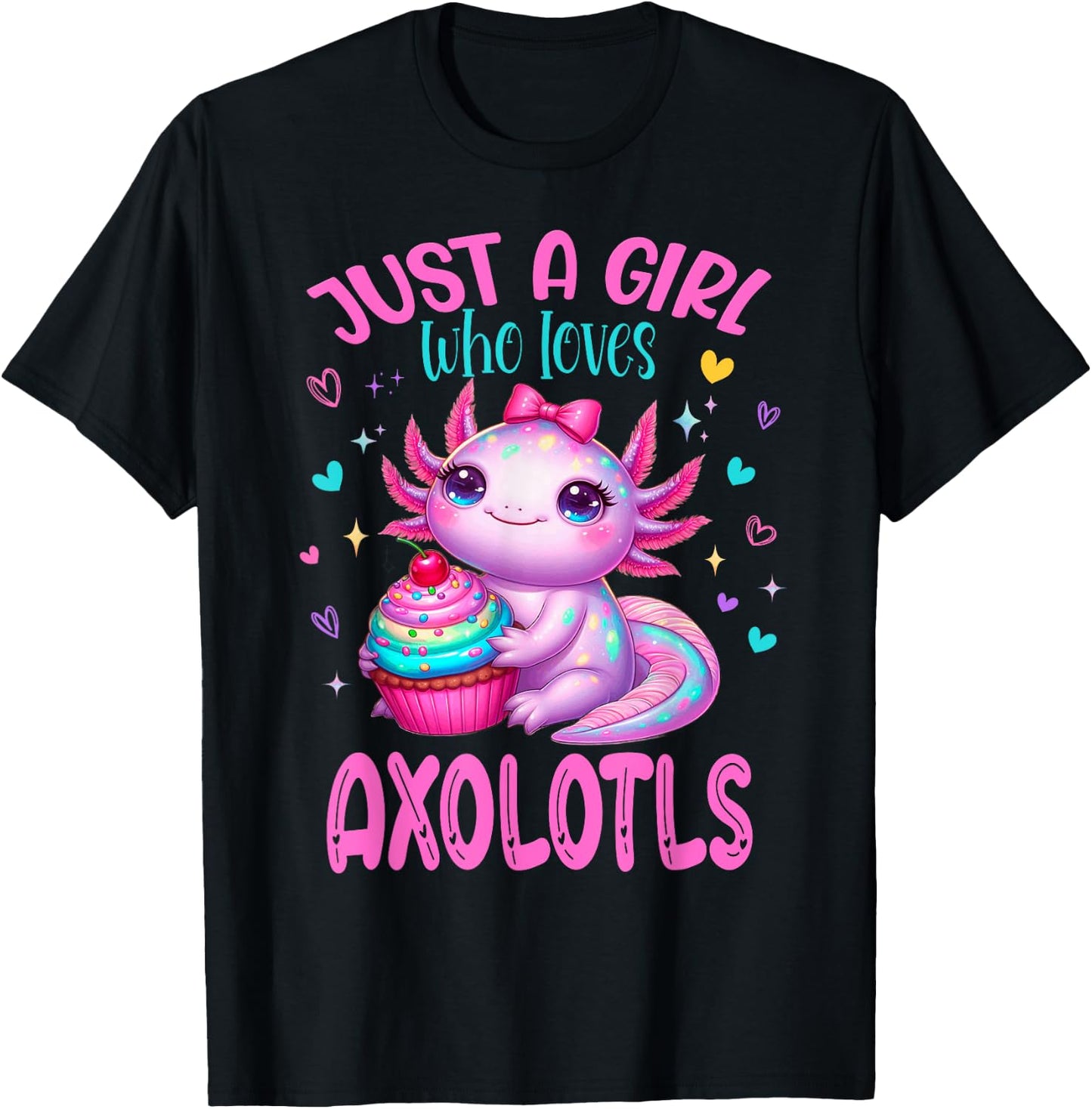Just Girl Who Loves Pink Axolotl Birthday Party Outfit T-Shirt - T-Shirt | Black