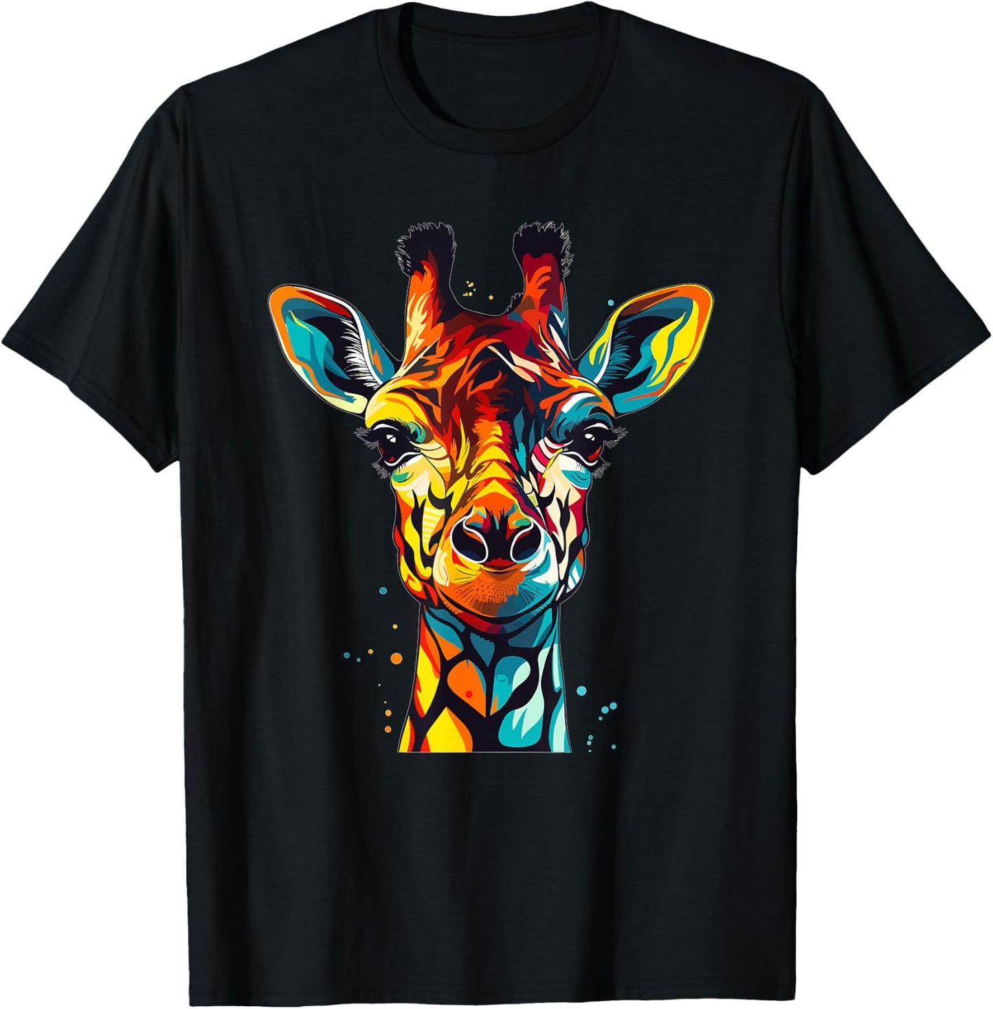 Colorful Giraffe , Small, Black T-Shirt - T-Shirt | Black