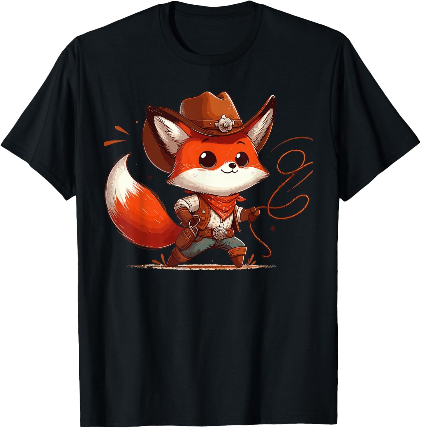 Western Rodeo Cowboy Hat Fox Texas Animals T-Shirt - T-Shirt | Black