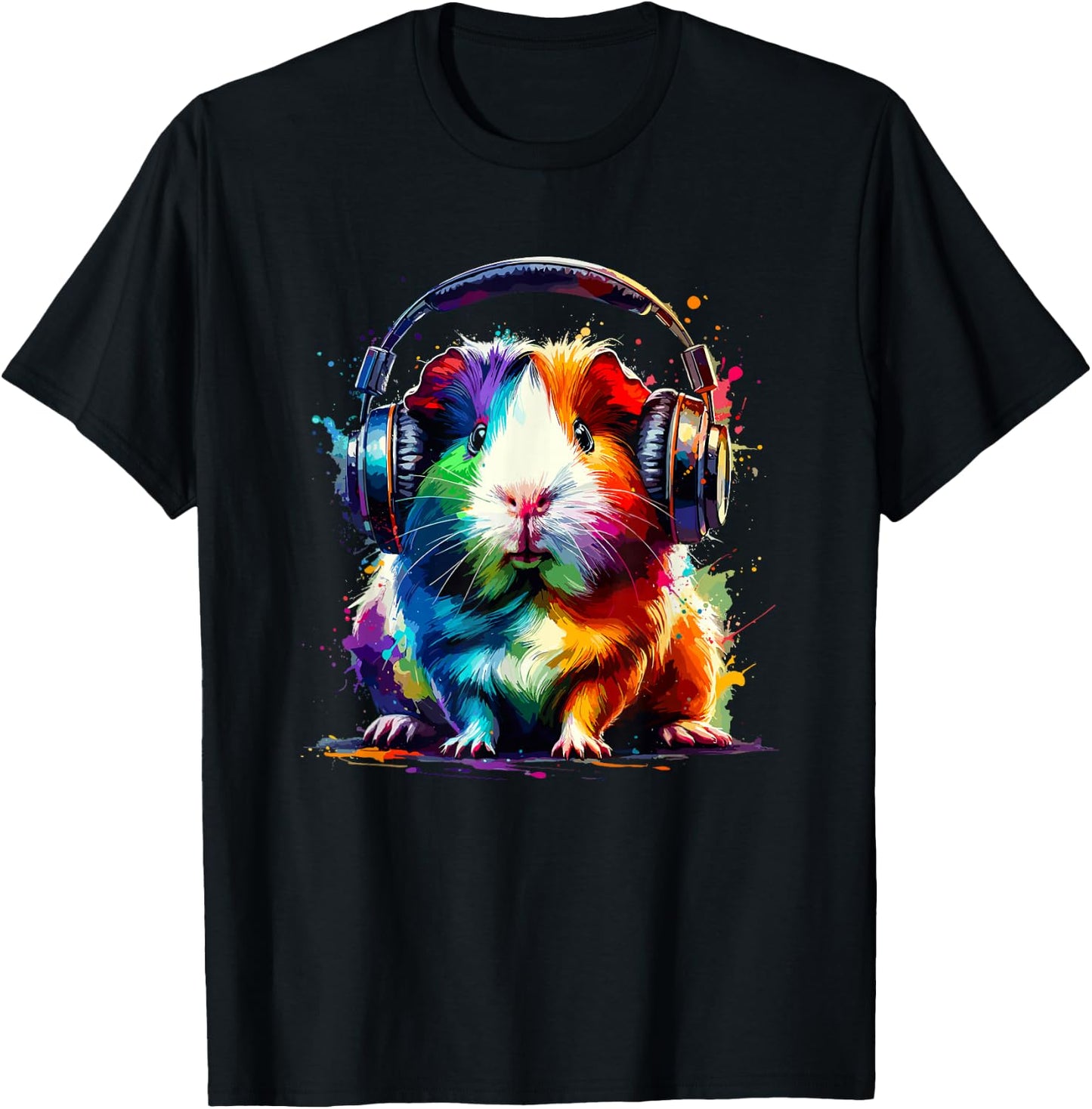 Guinea Pigs Gift A Guinea Pig Lover Colourful Splash Art Guinea Pig Lovers Guinea Pig T-Shirt - T-Shirt | Black