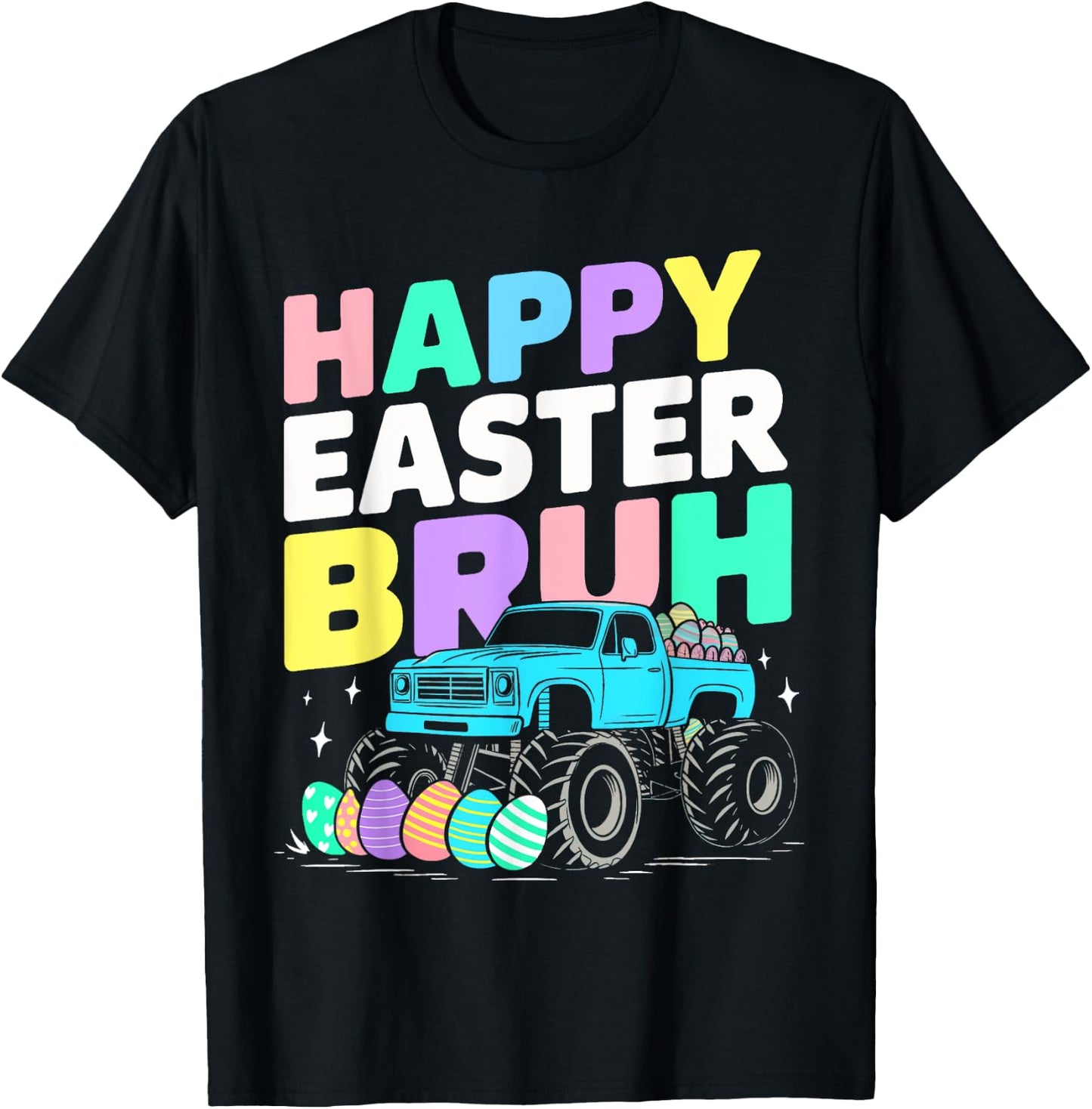 Bruh Easter Shirts for Boys Kids Monster Truck Eggs T-Shirt - T-Shirt | Black