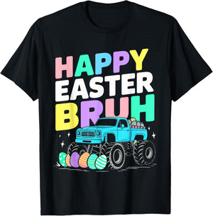 Bruh Easter Shirts for Boys Kids Monster Truck Eggs T-Shirt - T-Shirt | Black