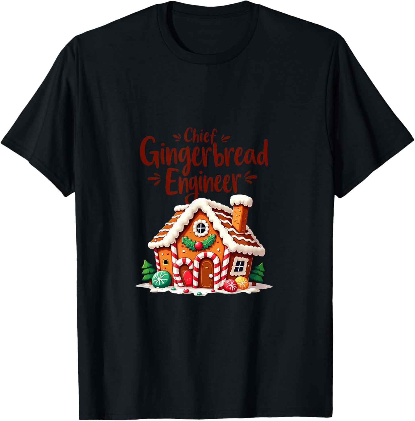 Chief Gingerbread Engineer | Funny Christmas Design T-Shirt - T-Shirt | Black