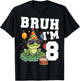 Bruh I’m 8 Frog Birthday Funny Kids 8th Party T-Shirt - T-Shirt | Black