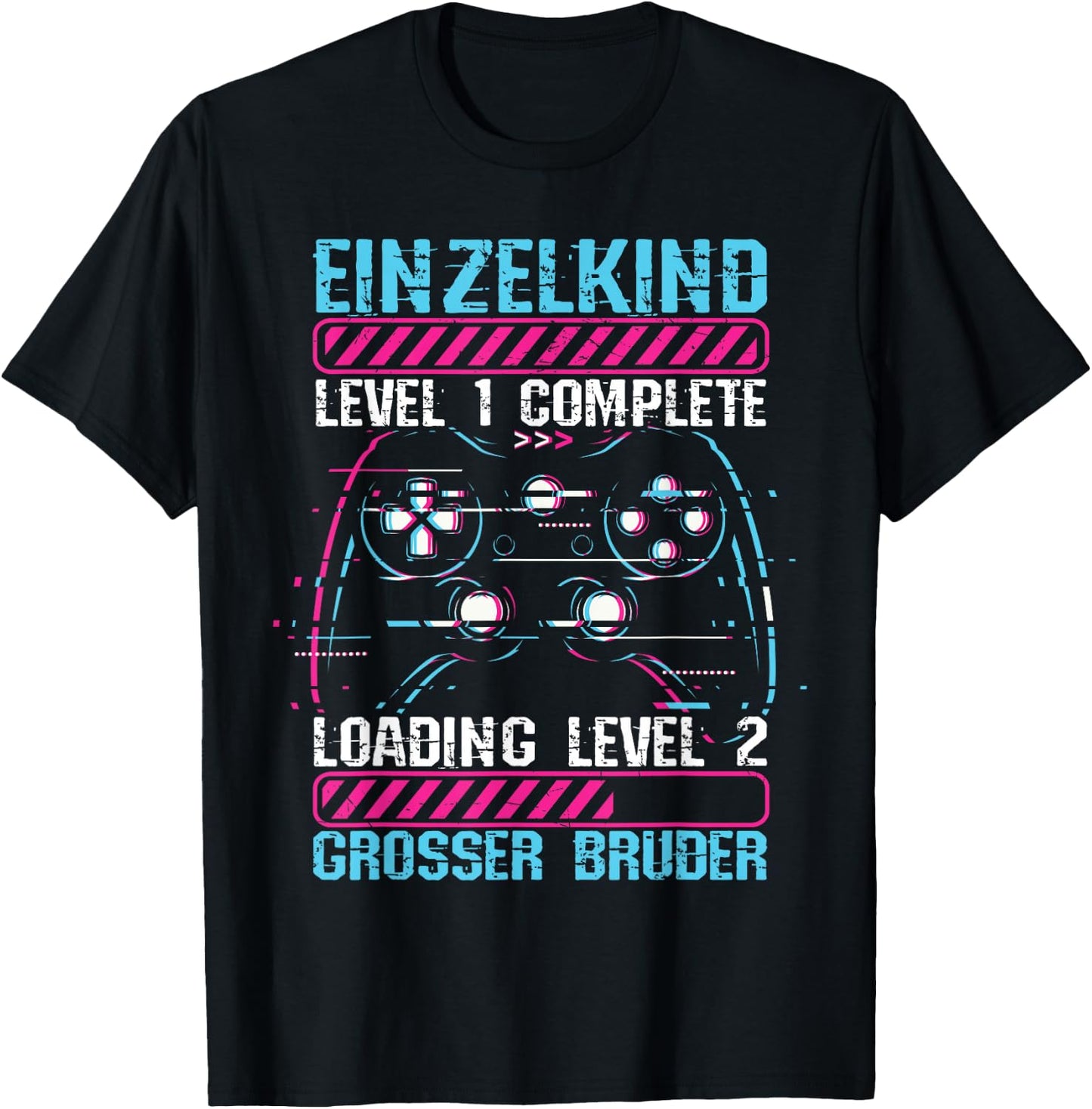 Einzelkind Level 1 Complete Loading Level 2 Grosser Bruder T-Shirt - T-Shirt | Black