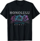 Honolulu Hawaii Hawaiian Hibiscus Flowers Surfer Souvenir T-Shirt - T-Shirt | Black