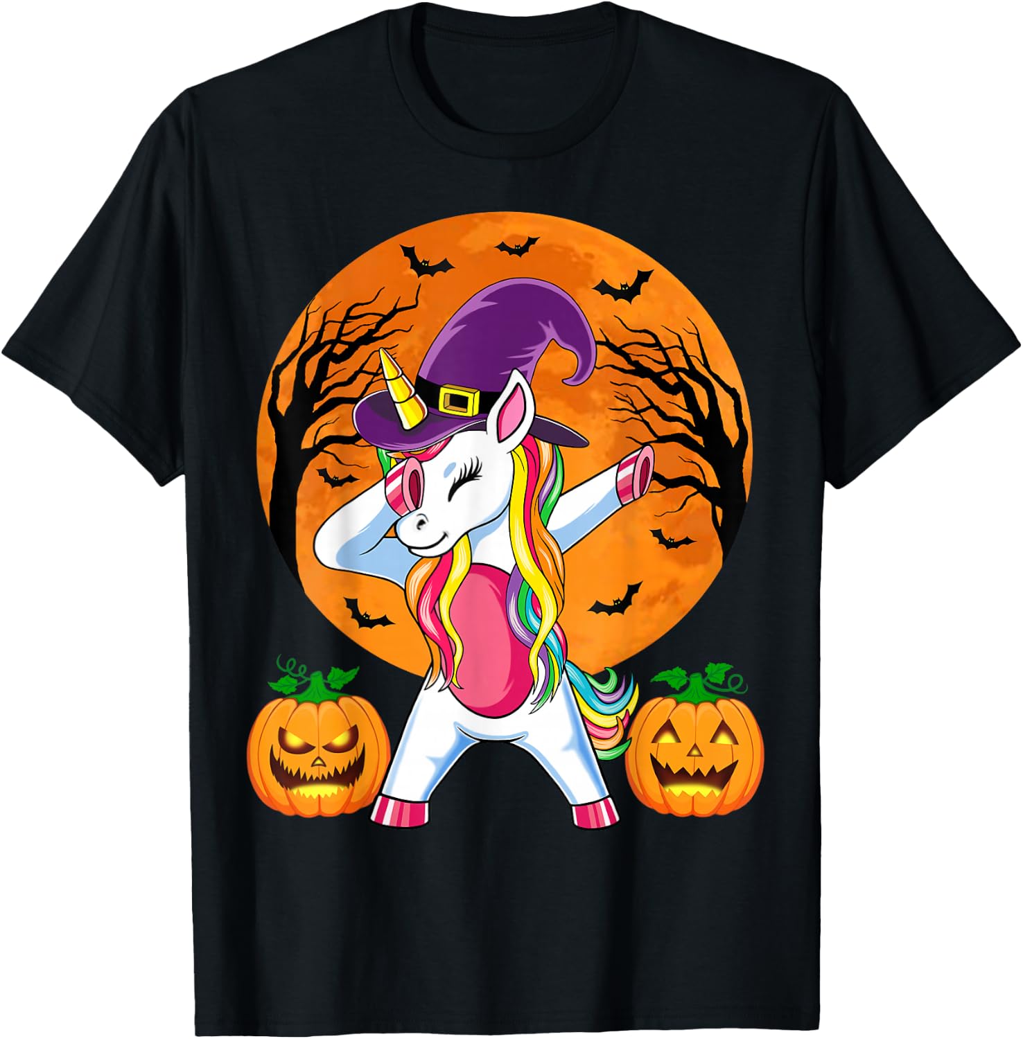 Süße Hexe Einhorn Halloween Witchy Unicorn Kürbis Mädchen T-Shirt - T-Shirt | Black