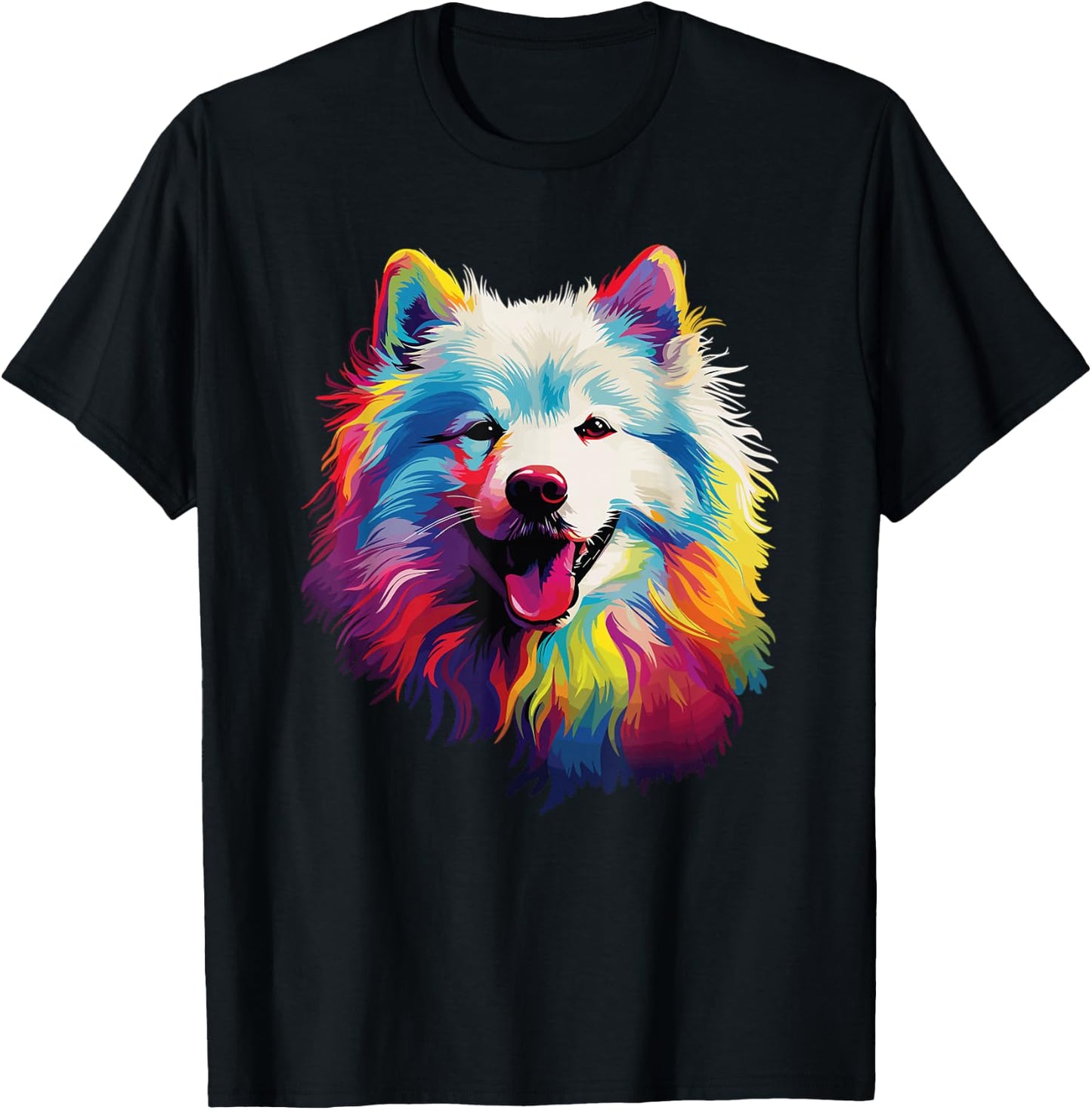 Watercolour Colourful Samoyed Dogs T-Shirt - T-Shirt | Black