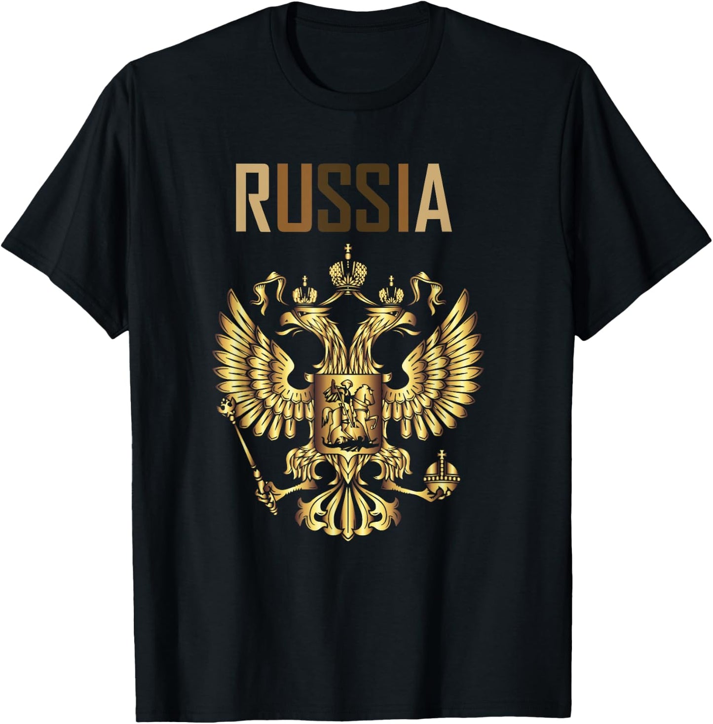 Russia Emblem | Russian Eagle | Russian Flag T-Shirt - T-Shirt | Black