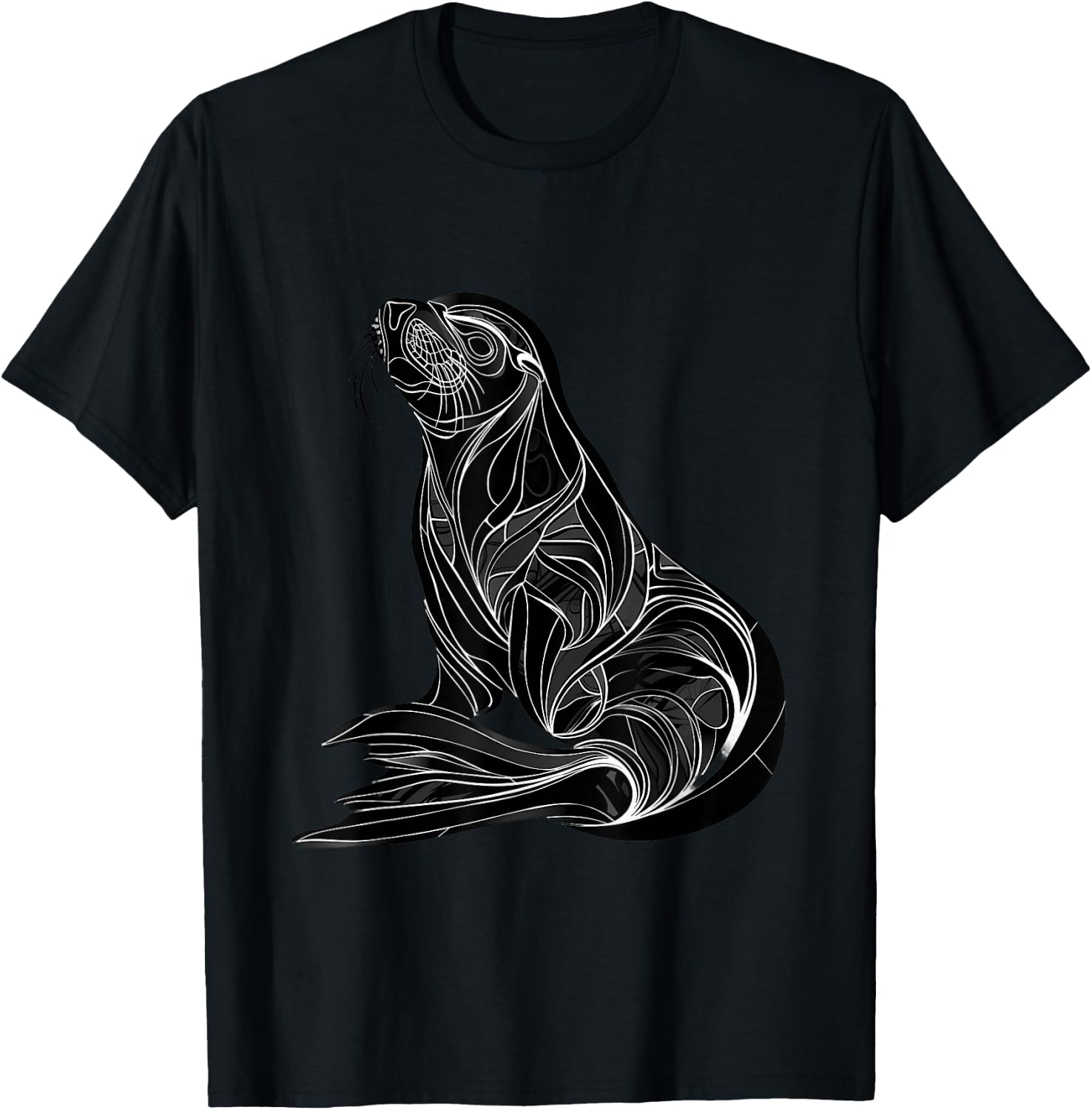 Seal Ocean Sea Seal Marine Mammal Sea Ocean Animal Artwork T-Shirt - T-Shirt | Black