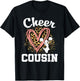 Cheer Cousin Leopard Heart Cheerleader Matching Family T-Shirt - T-Shirt | Black