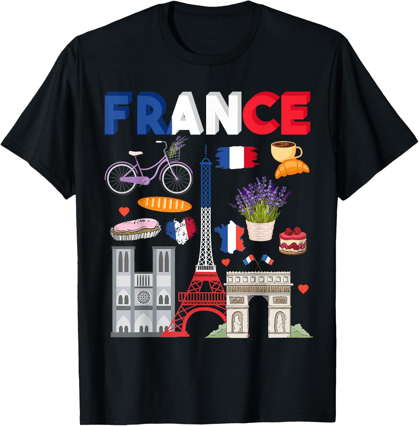 French flag outfit idea , flag of France and lavender , Black, S T-Shirt - T-Shirt | Black