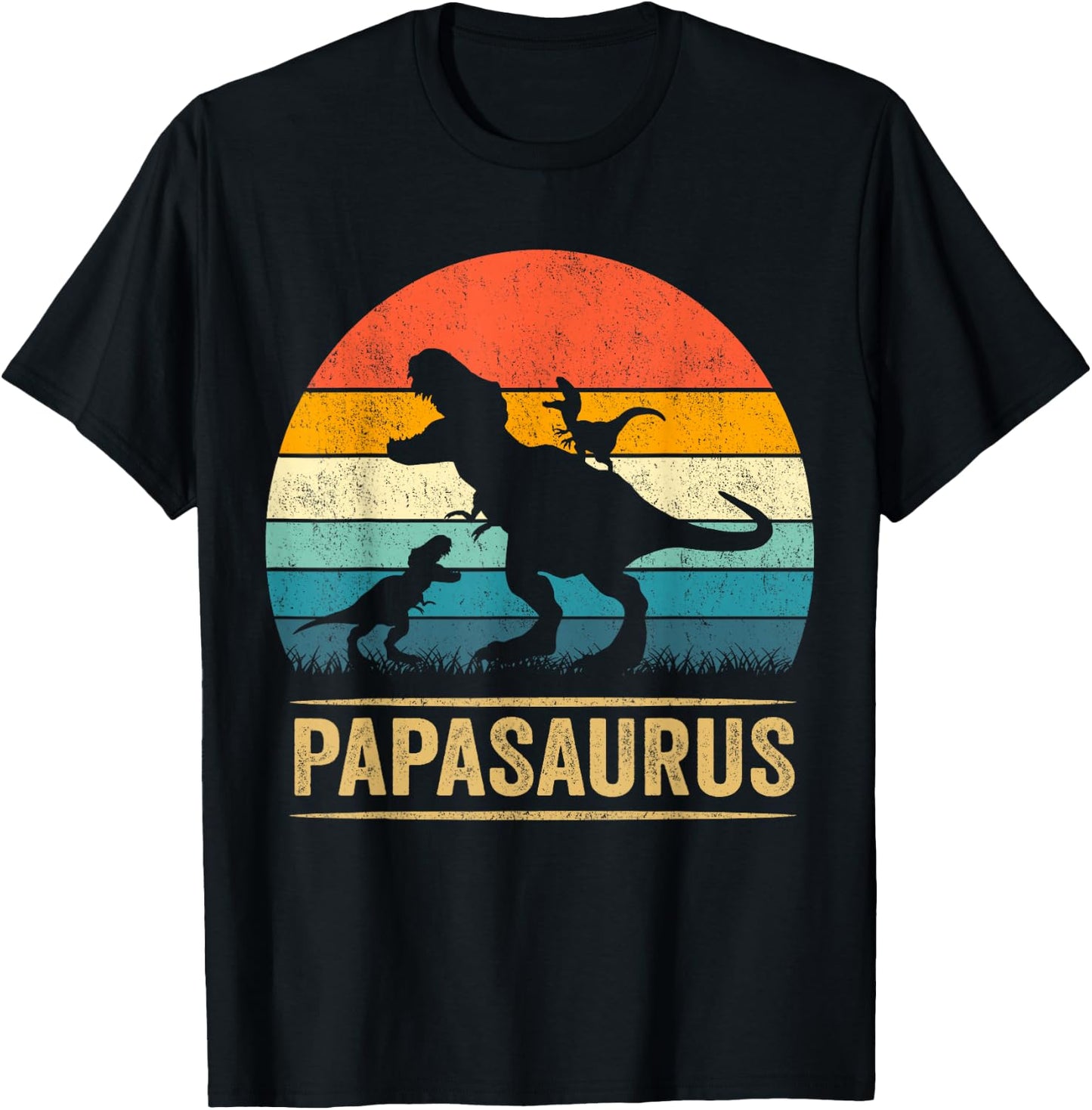 Papasaurus Dinosaur Papa Tyrannosaurus Dino Twin Pack T-Shirt - T-Shirt | Black