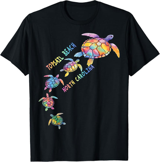 Topsail Beach North Carolina Sea Turtle Lover Topsail Island Women Kids T-Shirt - T-Shirt | Black