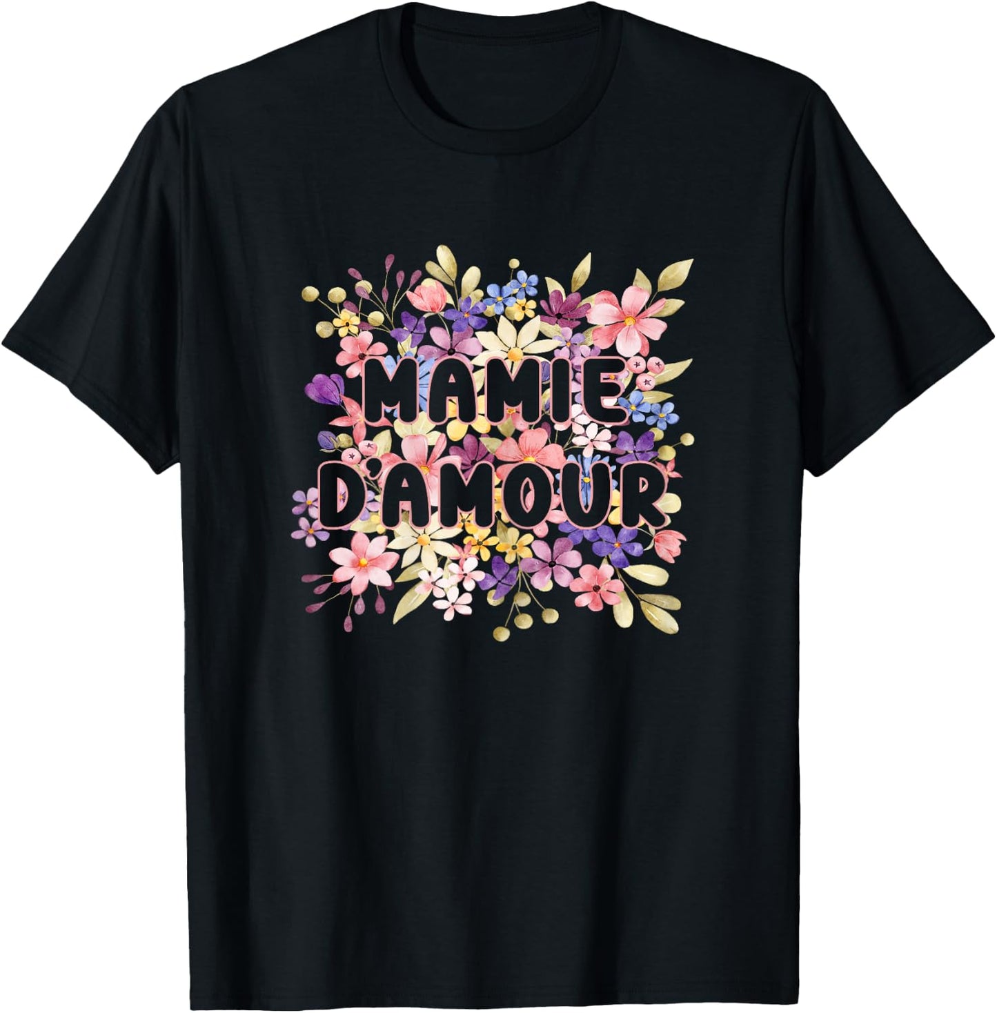 Grandma Love Flowers Gift Super Manny Grandma Day , Black, Female X-Small T-Shirt - T-Shirt | Black
