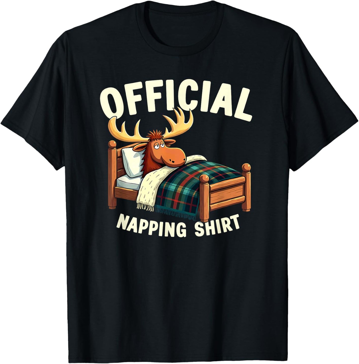 Official Sleepshirt Moose Sleeping Napping T-Shirt - T-Shirt | Black