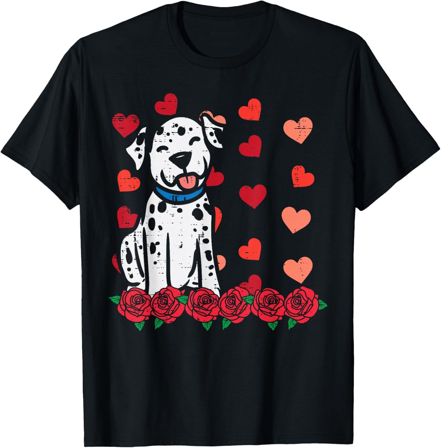 Valentines Day Dalmatian Dog Cute Men Women Kids Toddlers T-Shirt - T-Shirt | Black