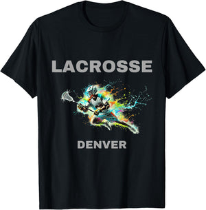 Colorful Lacrosse Player - Denver T-Shirt - T-Shirt | Black