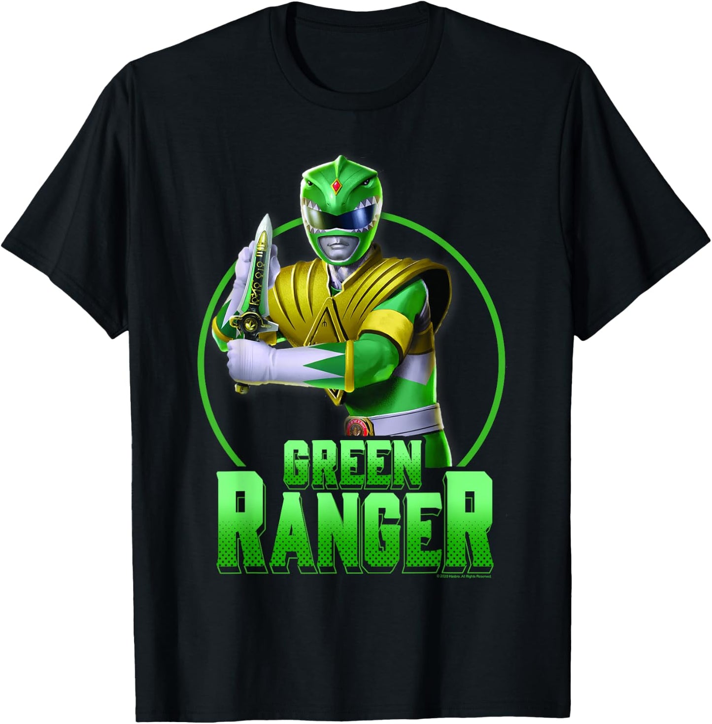 Power Rangers Green Ranger Karate Action Circle Portrait T-Shirt - T-Shirt | Black