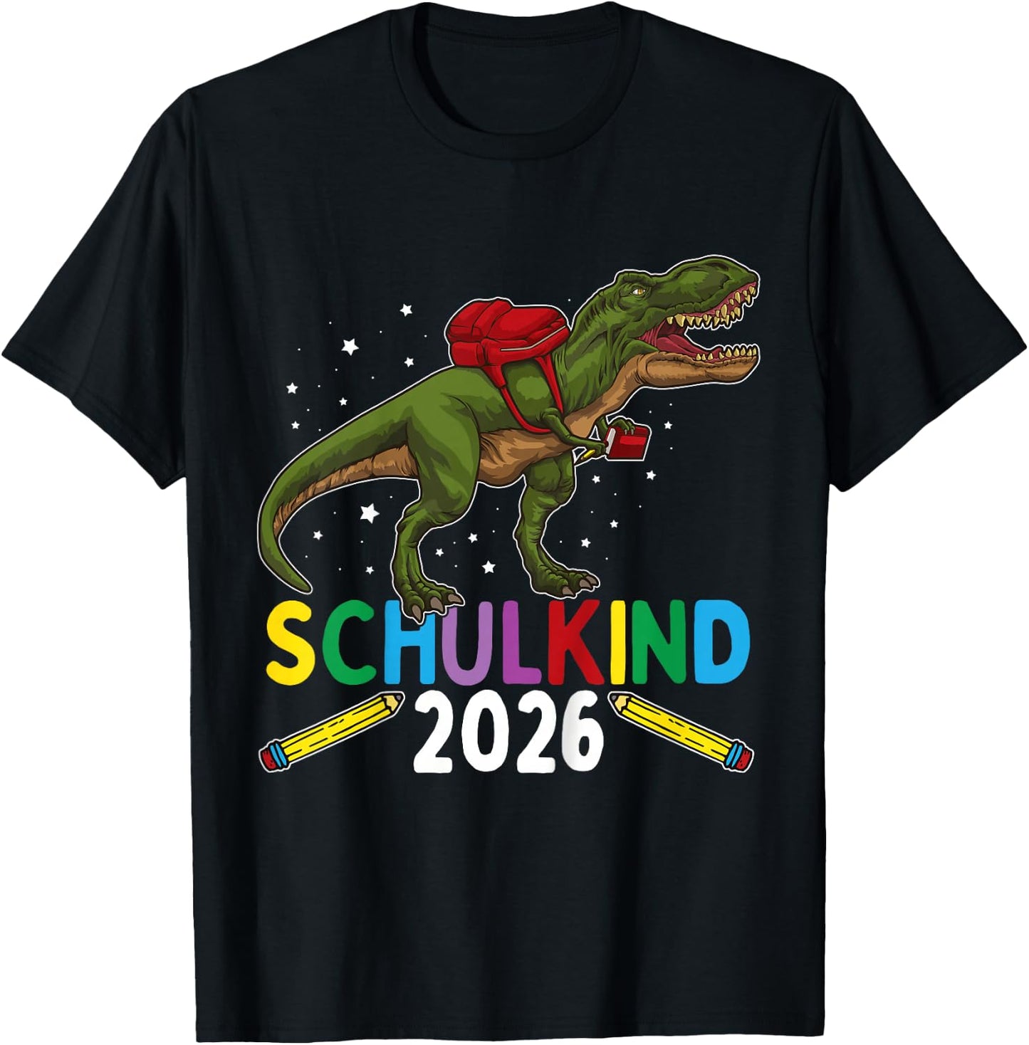 Einschulung Junge Dinosaurier Schulkind 2026 T-Shirt - T-Shirt | Black