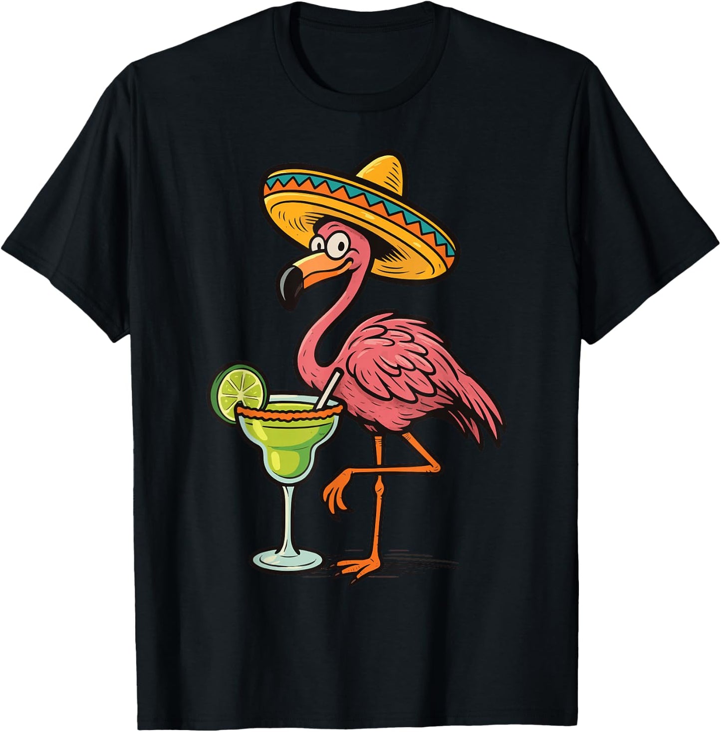 Flamingo Margarita Cinco De Mayo T-Shirt - T-Shirt | Black